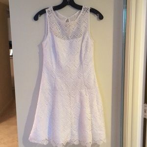White House Black Market white lace dress.